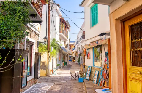 Skiathos Town street Greece